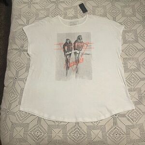 Lane Bryant White and Gray Short Sleeve Tee